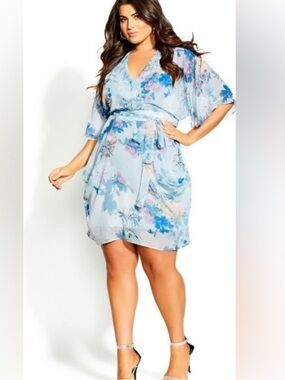 City Chic Light Blue Floral Mini Dress
